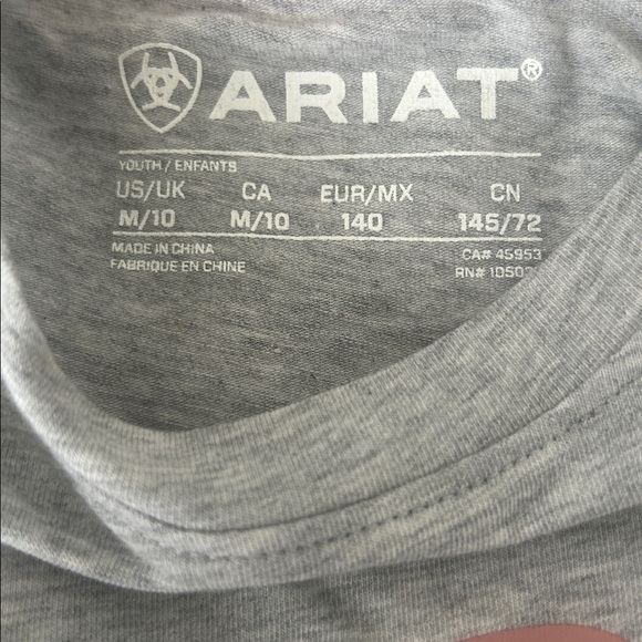NWT-Ariat Girls Gray Unicorn Long Sleeve Organic Cotton Tee- 10037353-Medium/10 - Picture 6 of 7